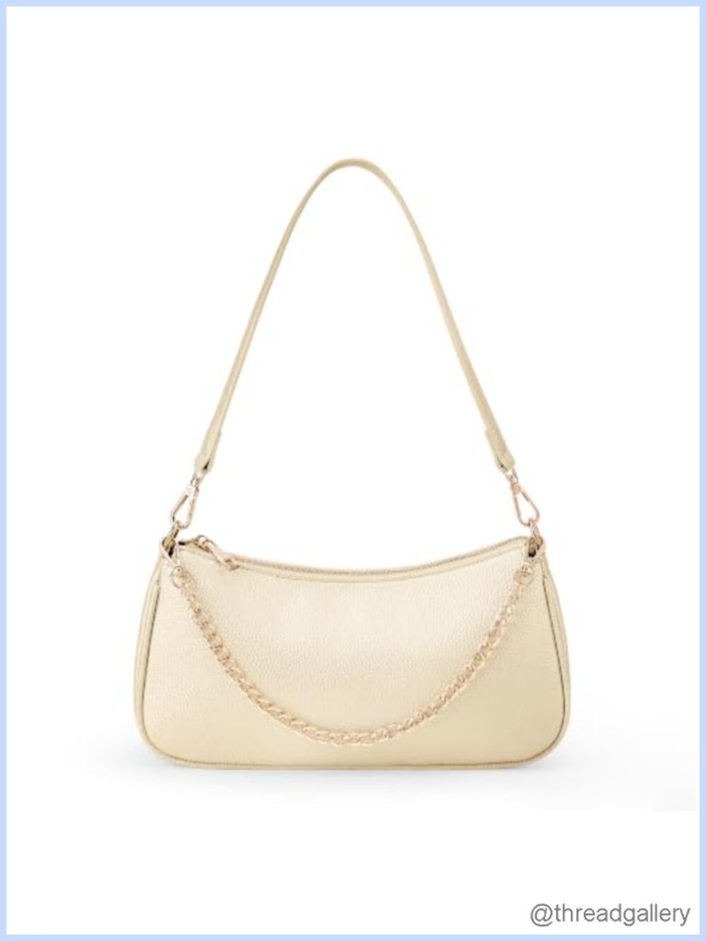 Women's Vegan Leather Shoulder Bag Underarm Purse with Gold-Tone Chain